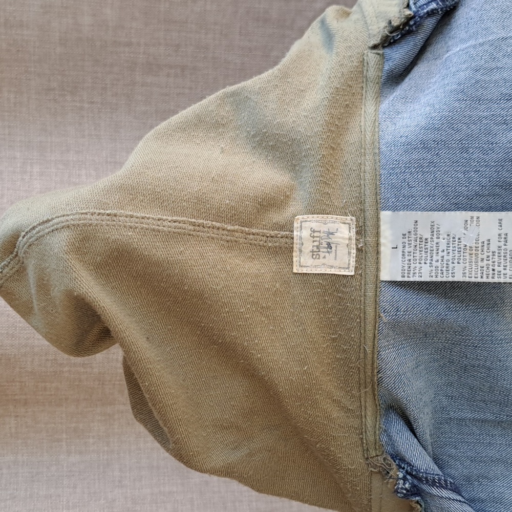 Vintage Y2k 2000s Stuff by Hilary Duff Large Denim Jacket Hood Combo Embroidery - Picture 15 of 17
